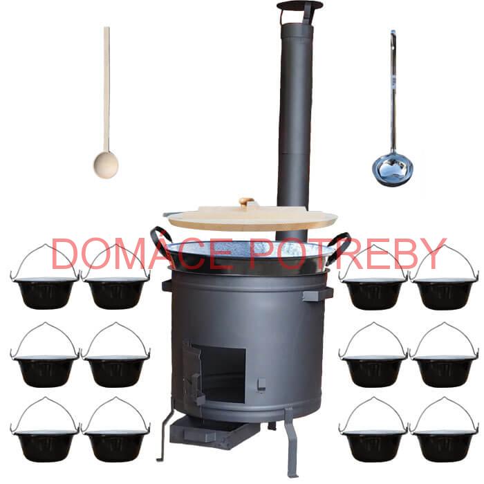 Smaltovaný kotol 100 L + servírovacie kotlíky (24 ks) vareška a naberačka PLUS 600