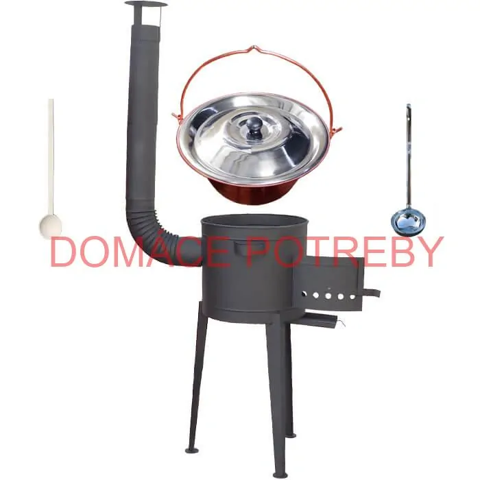 Medený kotlík 20 L (1,2 mm) + vysoká žiaruvzdorná kotlina (1,5 mm) HODO 42 cm PLUS 600 + vareška + naberačka