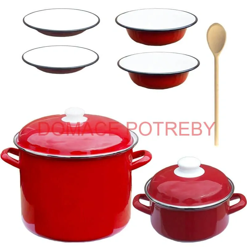 Smaltovaný hrniec s pokrievkou 5,2 l + smaltovaný kastról s pokrievkou 3 L + taniere Classic