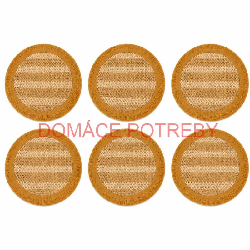 Okrúhle prírodné podložky pod tanier so strapcami 37 cm, 6 ks