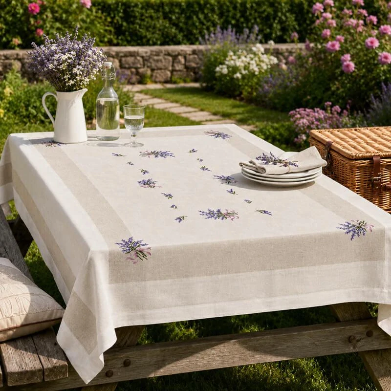 Hrubší textilný obrus Levanduľa Provence 150 × 220 cm