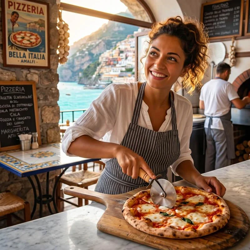 Krájač na pizzu s drevenou rukoväťou 22 cm