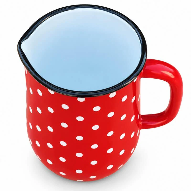 Červený smaltovaný džbán s bodkami 2,5 l