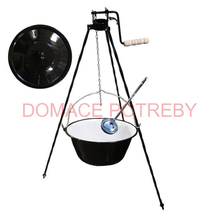 Smaltovaný kotlík 20 L + pokrievka + stojan s kladkou VAR