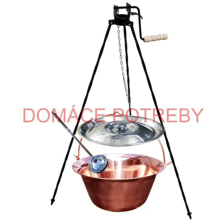 Medený kotlík 30 L (1,2 mm) + pokrievka + stojan s kladkou VAR