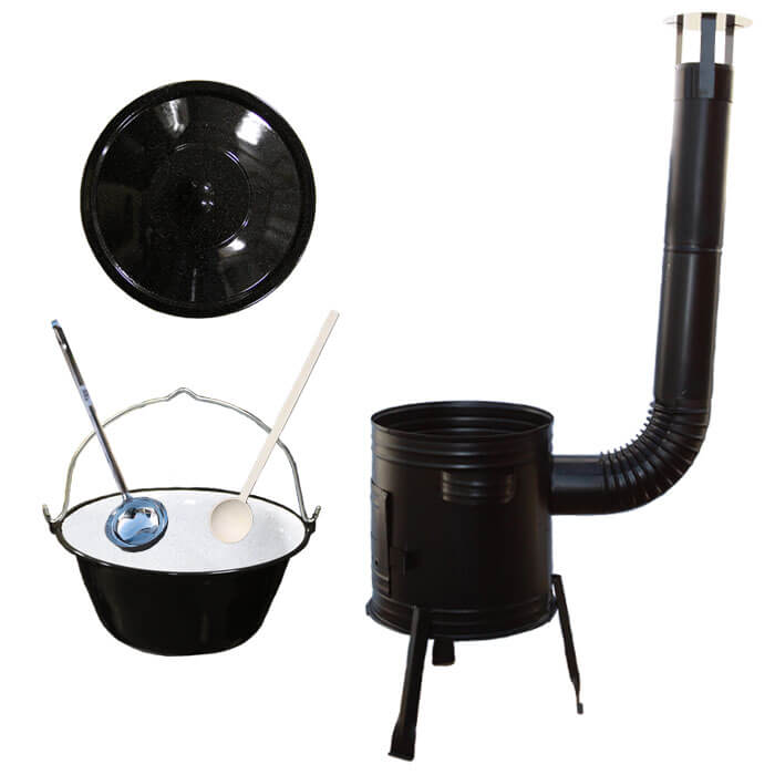 Smaltovaný kotlík 8 L (1,2 mm) + kovová kotlina 31 CLASSIC (KOV) + vareška a naberačka Easy party