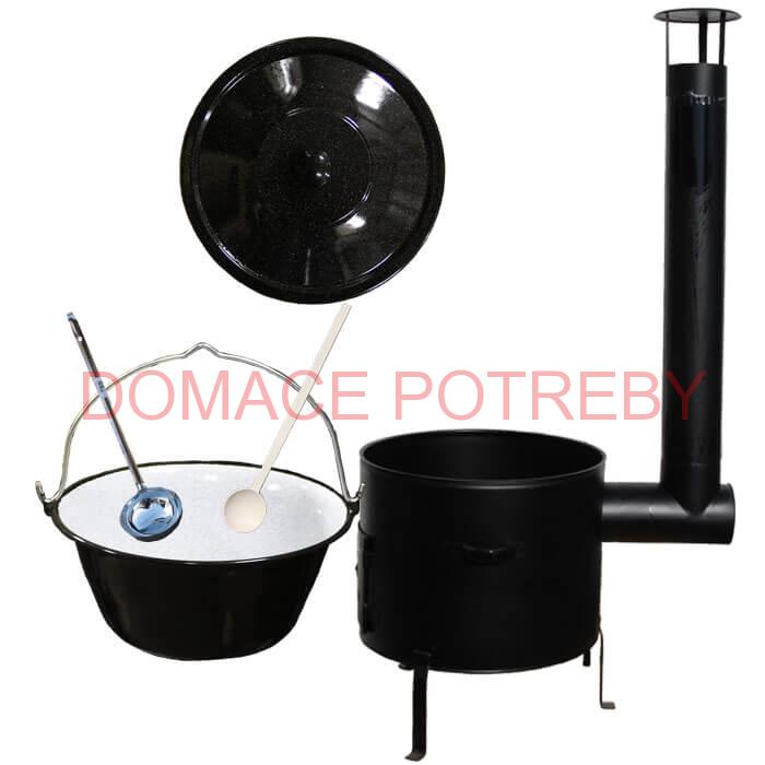 Smaltovaný kotlík 30 L (1,2 mm) + kovová kotlina 45 CLASSIC (KOV) + vareška a naberačka Easy party