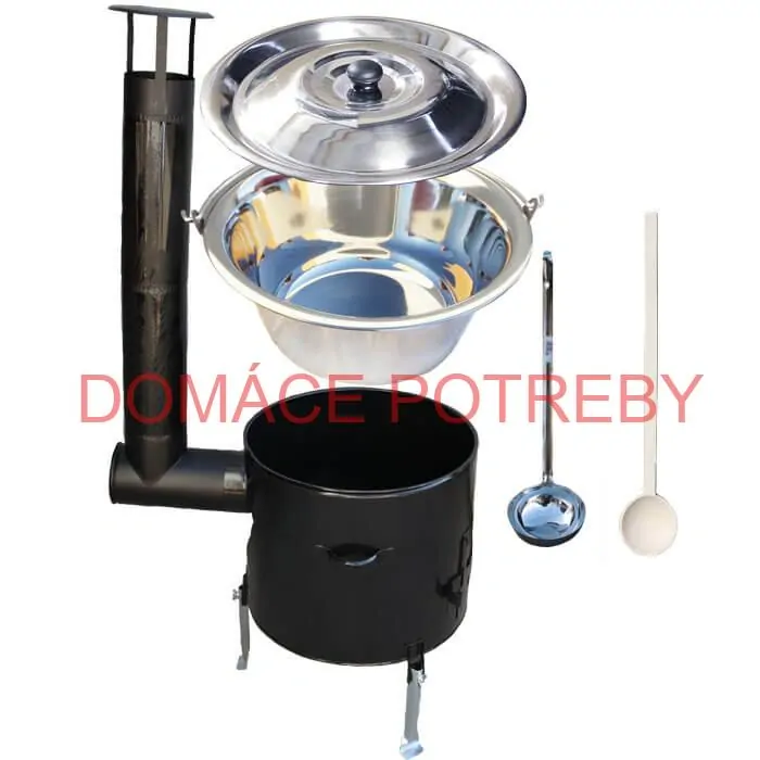 Antikorový kotlík 10 L (0,8 mm) + smaltovaná kotlina 31 cm + vareška a naberačka Easy party