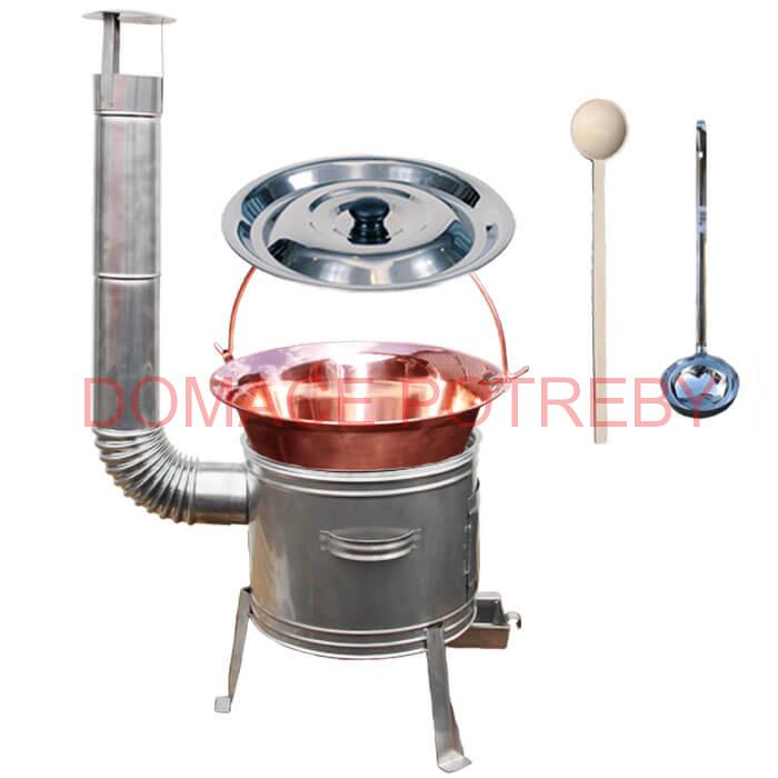 Medený kotlík 30 L (1,2 mm) + nerezová kotlina 45 cm + vareška a naberačka TOPLUX