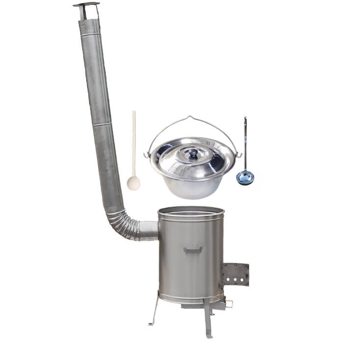 Antikorový kotlík 10 L (0,8 mm) + nerezová kotlina 36 cm + vareška a naberačka LUX