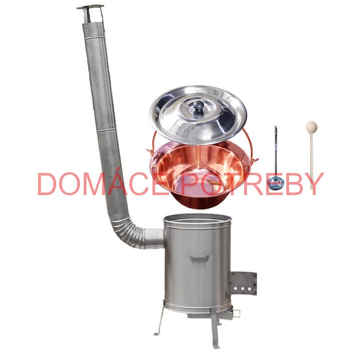 Medený kotlík 30 L (1,2 mm) + nerezová kotlina 45 cm + vareška a naberačka LUX