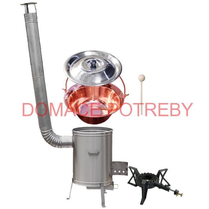 Medený kotlík 30 L (1,2 mm) + nerezová kotlina 42 cm + liatinový horák 7 kW, vareška LUX