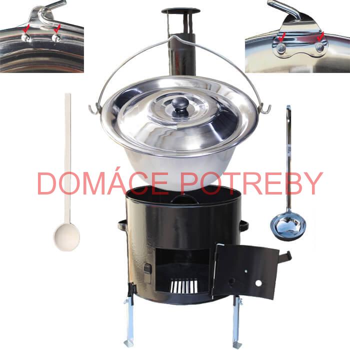 Smaltovaný kotlíkový set 42 cm + zosilnený nerezový kotlík 20 L