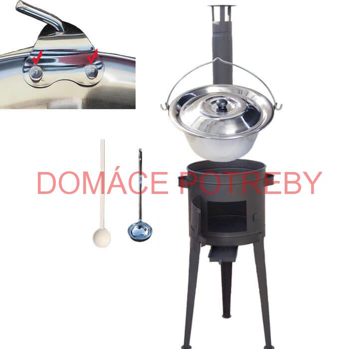 Nerezový kotlík 30 L (0,8 mm) s nitmi + vysoká kotlina 45 cm PLUS 600 