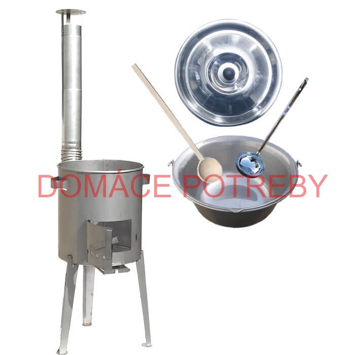 Železný kotlík 14 L (0,75 mm) + nerezová kotlina 36 cm LUXUS