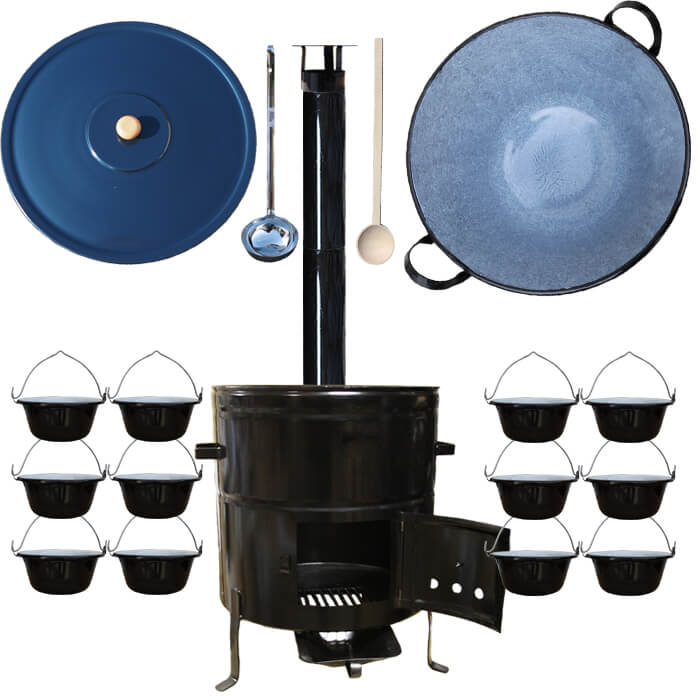 Smaltovaný kotol 70 L + servírovacie kotlíky (12 ks) BIG PARTY