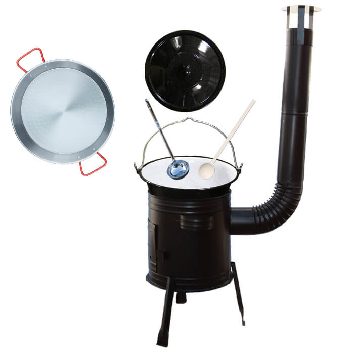 Paella oceľová panvica 42 cm so smaltovaným kotlíkom 16 L (1,2 mm) a kotlinou