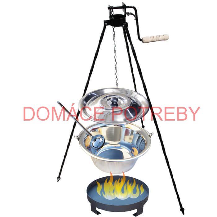 Antikorový kotlík 14 L (0,8 mm) + Ohnisko + stojan s kladkou VAR