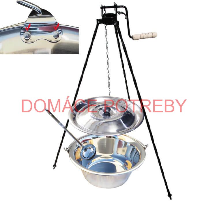 Antikorový kotlík 15 L (0,8 mm) s nitmi + stojan s kladkou VAR