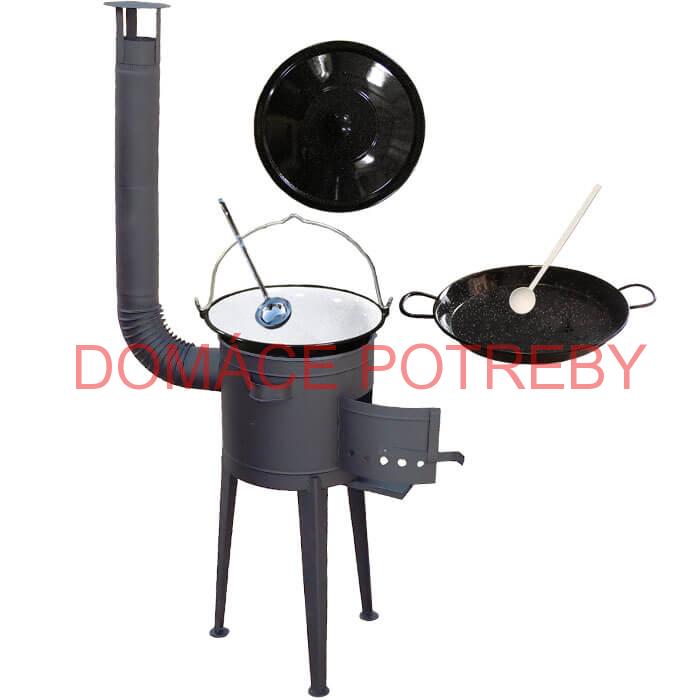 Smaltovaný kotlík 20 L (1,2 mm) + Paella smaltovaná panvica 46 cm  + žiaruvzdorná vysoká kotlina 42 PLUS 600