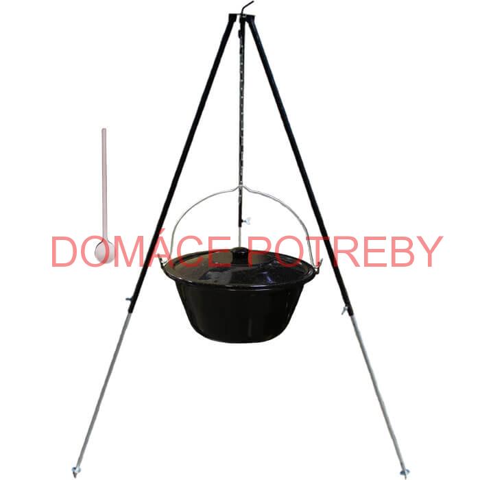 Smaltovaný kotlík 50 L + pokrievka + teleskopická trojnožka 1,7 m