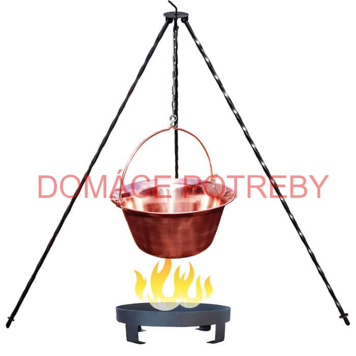 Medený kotlík 10 L (1,2 mm) + trojnožka 1,2 m + ohnisko 36 cm
