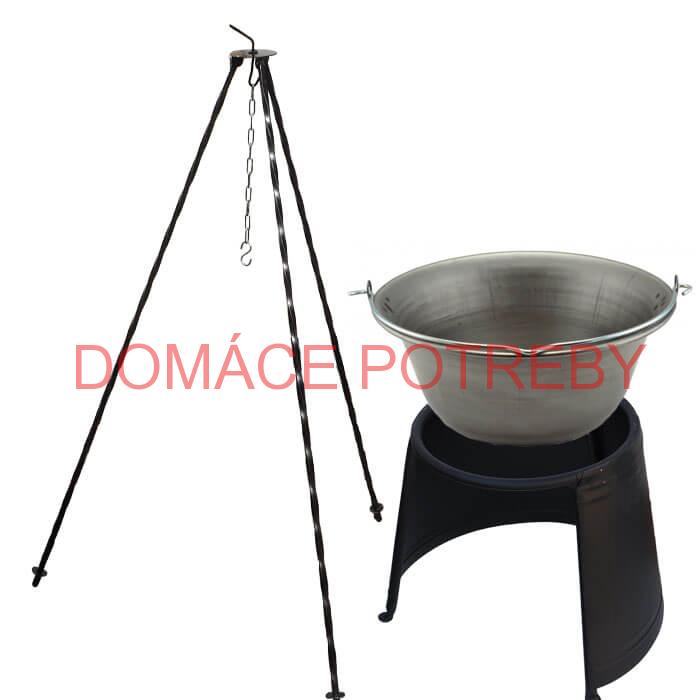 Železný kotlík 20 L (0,75 mm) + chránič plameňa 43 cm + trojnožka 1,2 m