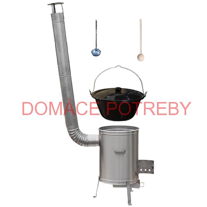 Smaltovaný kotlík 25 L (1,2 mm) + nerezová kotlina 42 cm LUX  + vareška a naberačka