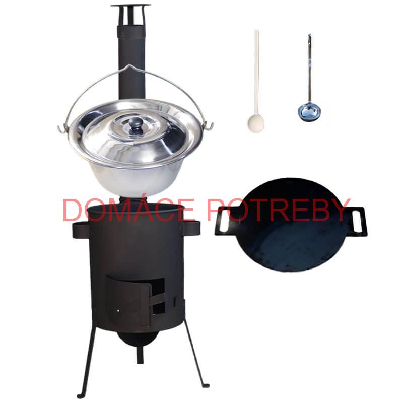 Nerezový kotlík 20 L (1,2 mm) INOX + železná panvica 44 cm UNI + kotlina 42 cm PLUS 600 4 MM