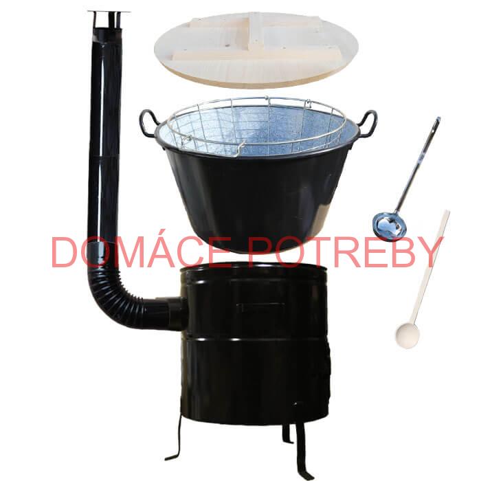 Zabíjačkový smaltovaný kotol 100 L + kovová kotlina 60 cm + kôš do kotla