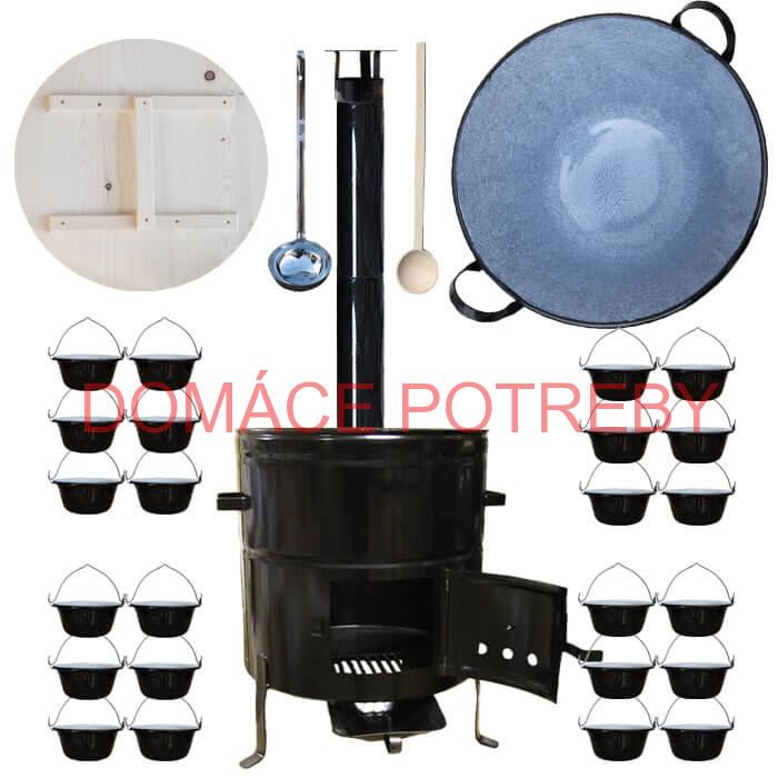 Smaltovaný kotol 100 L + servírovacie kotlíky (24 ks) + vareška a naberačka BIG PARTY