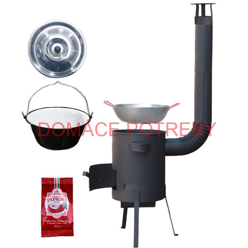 Smaltovaný kotlík 22 L + Panvica PAELLA (WOK) 45 cm + sladká paprika 50 g + žiaruvzdorná kotlina 42 PLUS 600 s roštom na popol 4 mm