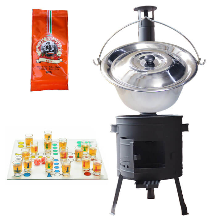 Nerezový kotlík 14 L (0,8 mm) + korenie + človeče pi už + nízka žiaruvzdorná kotlina 36 PLUS 600