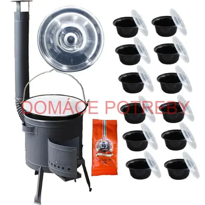 Smaltovaný kotlík 25 L (1,2 mm) + hrubostenná (1,5 mm) žiaruvzdorná kotlina BALKY STRONG 42 PLUS 600 + misky 12 ks + paprikové korenie na guláš 100 g