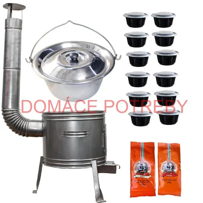 Nerezový kotlík 22 L (0,8 mm) INOX + nerezová kotlina 42 cm TOPLUX + misky 12 ks + 2 x korenie na guláš 100 g