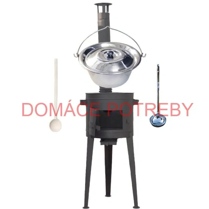 Nerezový kotlík 20 L (1,2 mm) INOX + vysoká žiaruvzdorná kotlina (2,0 mm) HODO 42 cm PLUS 600 + vareška + naberačka