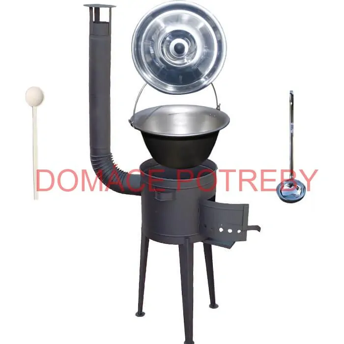 Nerezový kotlík 20 L (1,5 mm) + vysoká žiaruvzdorná kotlina (1,5 mm) HODO 42 cm PLUS 600 + vareška + naberačka