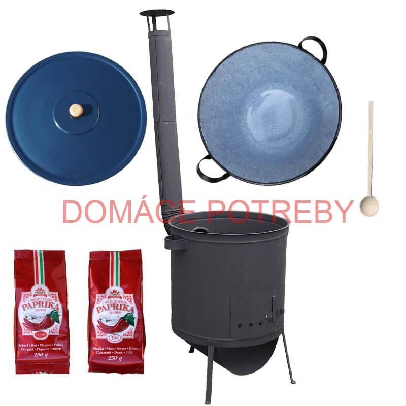 Smaltovaný kotol 70 L na zabíjačku + žiaruvzdorná kotlina 53 PLUS 600 4 MM + sladká a štipľavá paprika + vareška