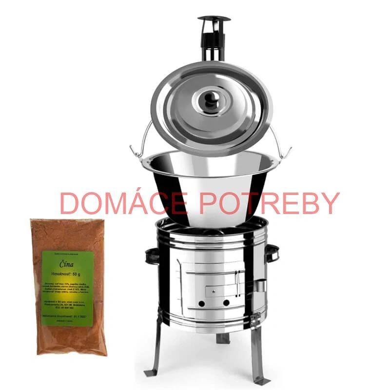 Nerezový kotlík 10 L (0,8 mm) + nerezová kotlina 31 INOX + Wok + korenie 50 g