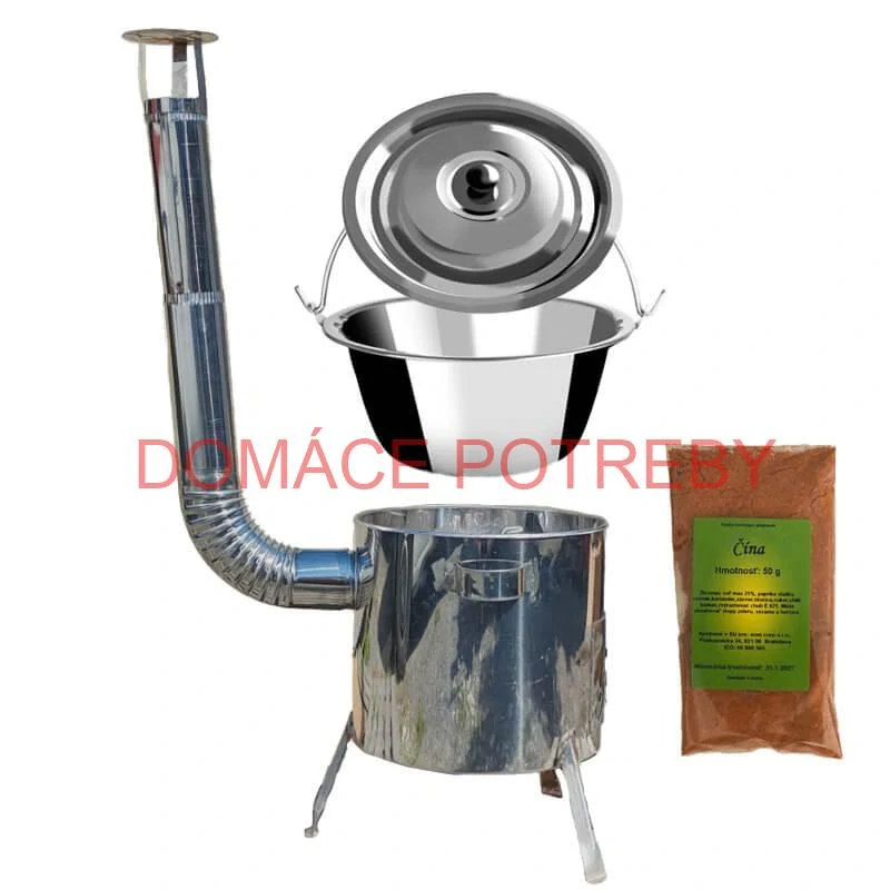 Nerezový kotlík 10 L (0,8 mm) + nerezová kotlina 31 INOX LUSTRO + Wok + korenie 50 g