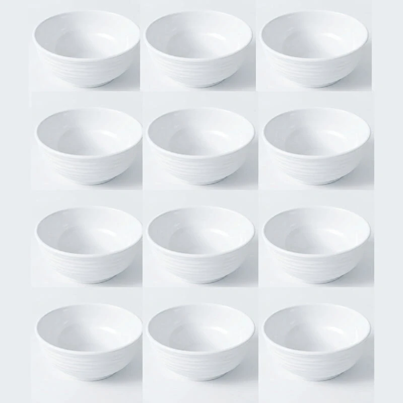 Set 12 ks: Prémiové biele misky s kamennou štruktúrou (750 ml)