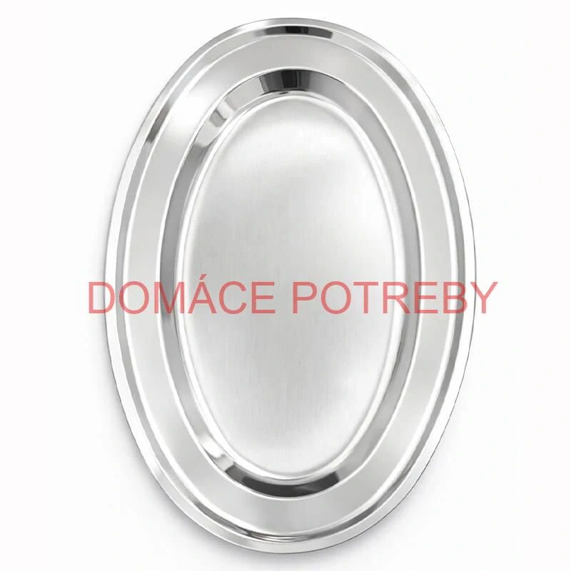 Nerezový oválny podnos (40,5cm) – Odolná servírovacia tácka na mäso aj koláče