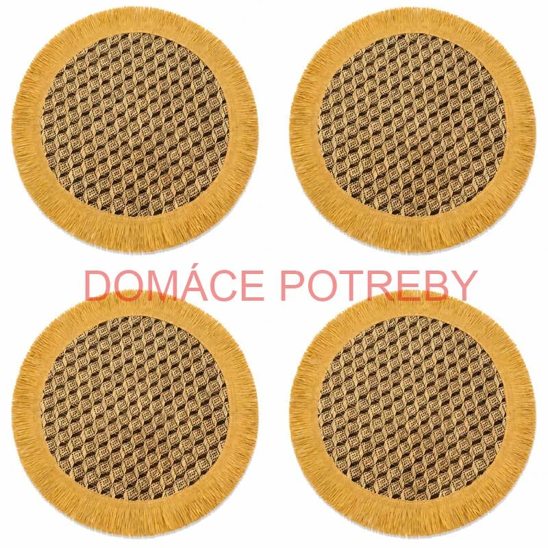 Prírodné podložky pod tanier so strapcami 37 cm, 4 ks