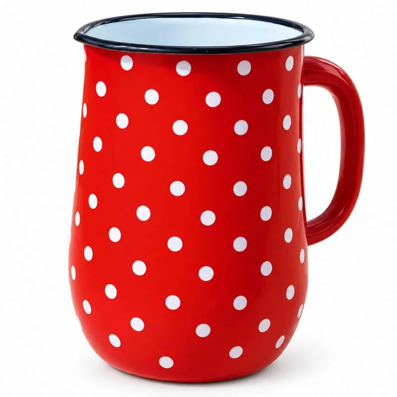 Červený smaltovaný džbán s bodkami 2,5 l