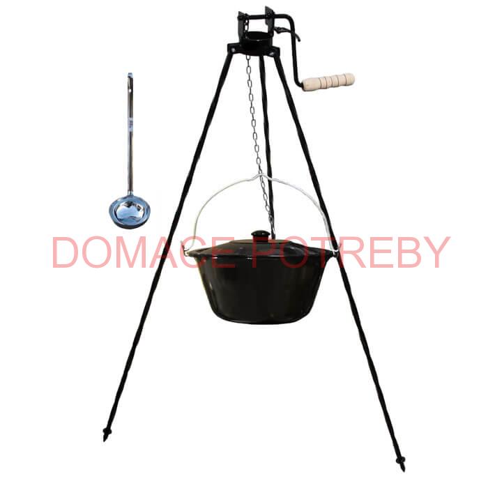 Smaltovaný kotlík 20 L + pokrievka + stojan s kladkou VAR