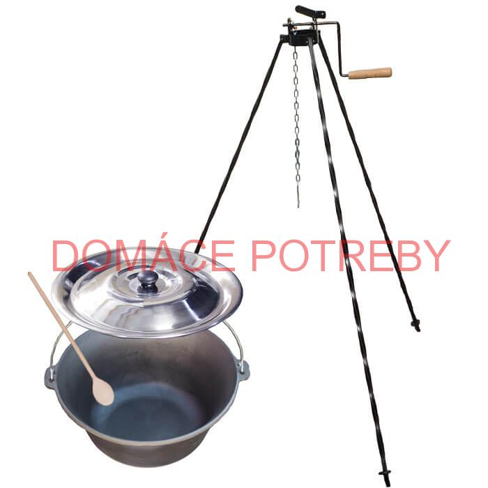 Liatinový kotlík 22 L + stojan s kladkou VAR