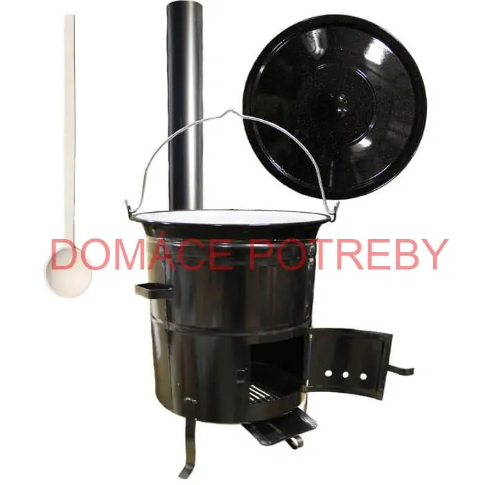 Smaltovaný kotlík 30 L (1,2 mm) + kovová kotlina 50 CLASSIC (KOV) + dymovod Max Party