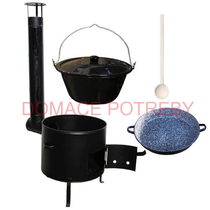 Smaltovaný kotlík 16 L (1,2mm) + smaltovaná grilovacia panvica s uškami GRILL PARTY