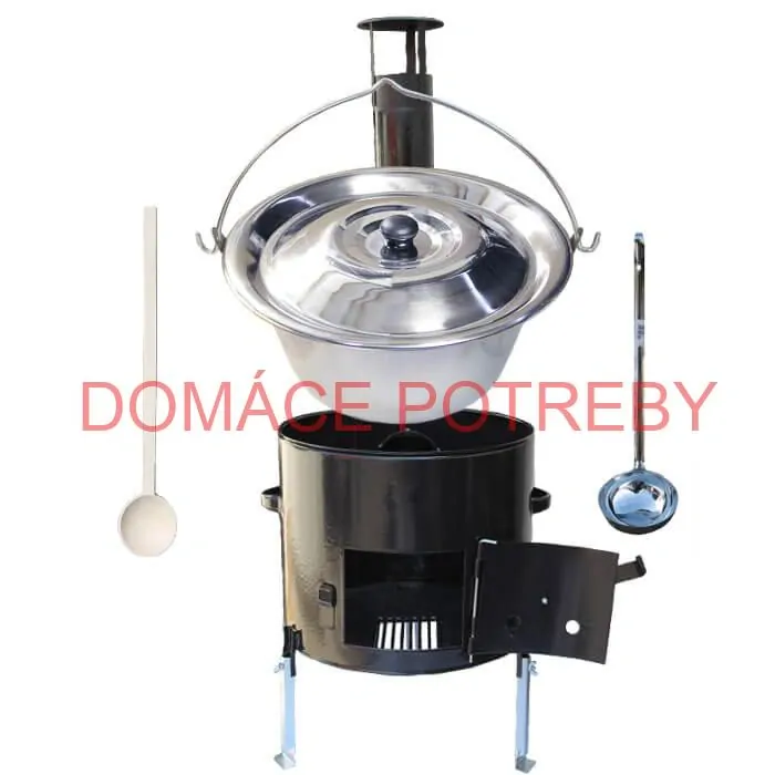 Antikorový kotlík 10 L (0,8 mm) + smaltovaná kotlina 31 cm + vareška a naberačka Easy party