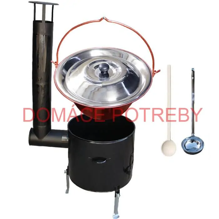 Medený kotlik 10 L (1,2 mm) + smaltovaná kotlina 31 cm + vareška a naberačka Easy party